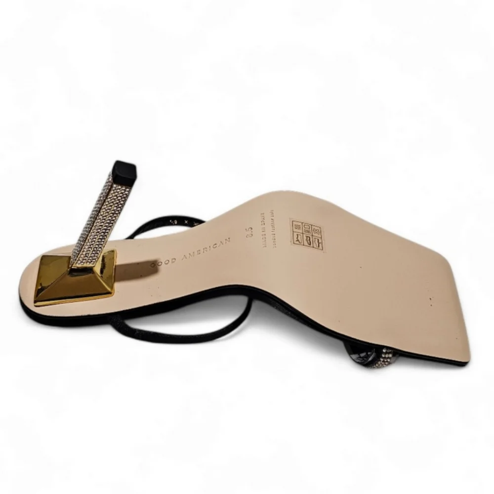 GOOD AMERICAN Shoes Satin Rhinestone Strappy Sandals Heels Womens 8.5 - Picture 3 of 5